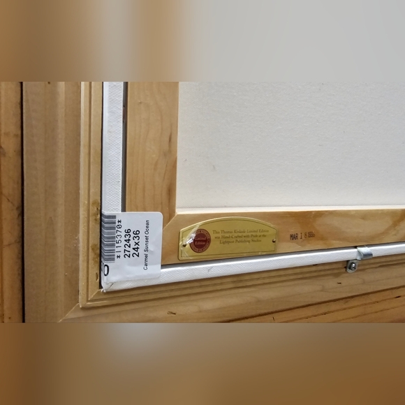 STUNNING THOMAS KINKADE CARMEL SUNSET on the ocean painting - Picture 10 of 16